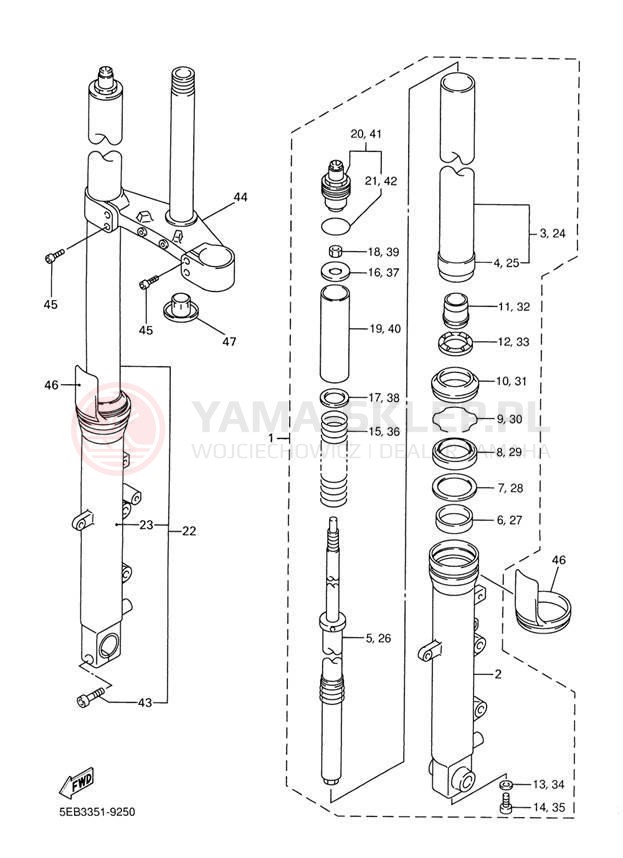 Schemat "Amortyzatory przód" do Yamaha R6 YZFR6LC/YZFR6L