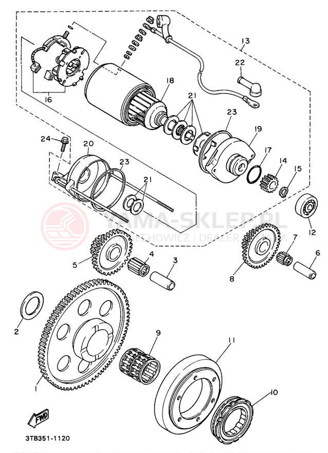 Schemat "rozrusznik" do Yamaha XT600EEC/XT600EE