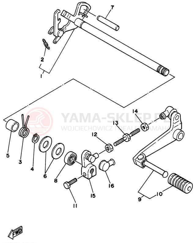 Schemat "Dźwignia zmiany biegów, wałek" do Yamaha SEROW XT225HC/XT225H