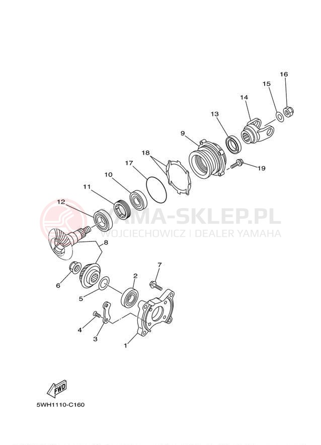 Schemat "Przeniesienie napędu" do Yamaha GRIZZLY 350 2WD YFM35GW