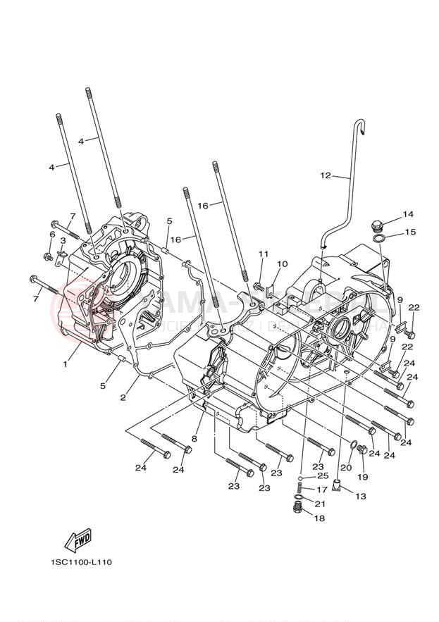 Schemat "Obudowa silnika" do Yamaha GRIZZLY 300 YFM30GBL/YFM30GBGR
