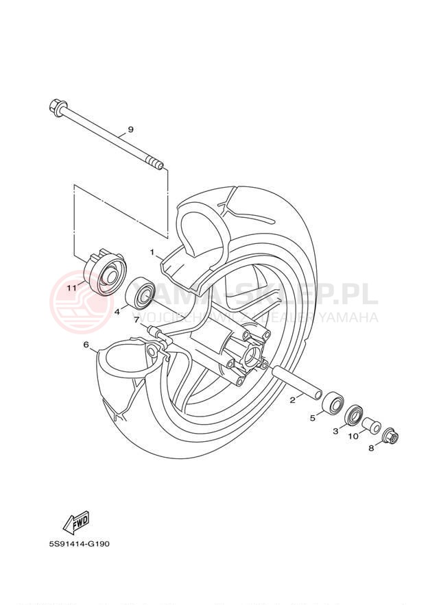 Schemat "Koło przód" do Yamaha ZUMA 125 YW125EO/YW125EGY