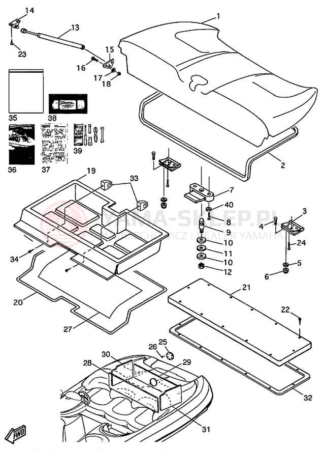 Schemat "DECK HATCH" do Yamaha EXCITER 270 EXT1200X