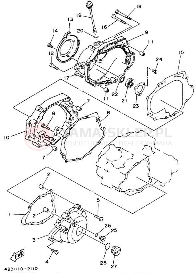 Schemat "Pokrywa silnika" do Yamaha TIMBERWOLF 2WD YFB250E