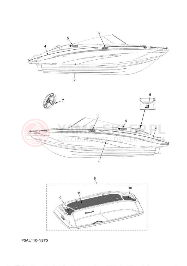 Schemat "Naklejki" do Yamaha SX190 RX1800CN/RX1800DN