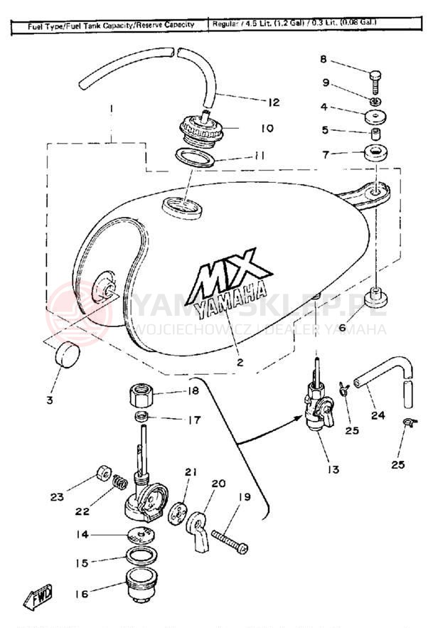 Schemat "zbiornik paliwa" do Yamaha MX100G
