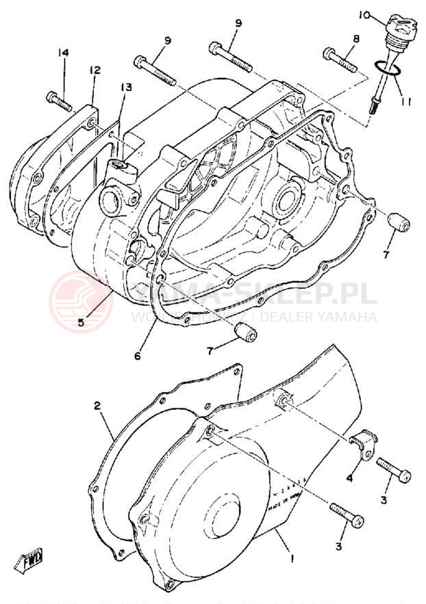 Schemat "Pokrywa silnika" do Yamaha DT175G