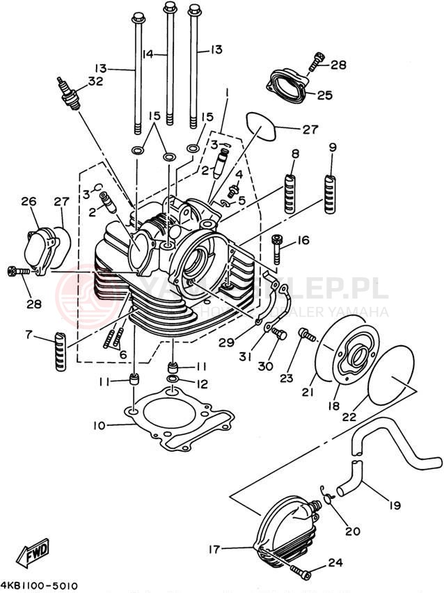 Schemat "głowica" do Yamaha YFM35FXG