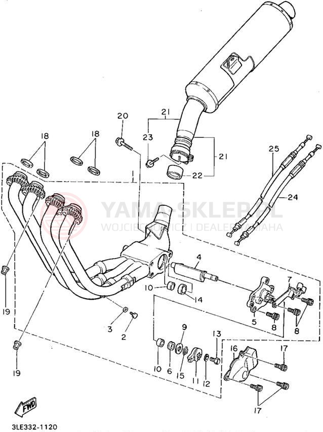 Schemat "Wydech końcowy" do Yamaha FZR1000G/FZR1000GC
