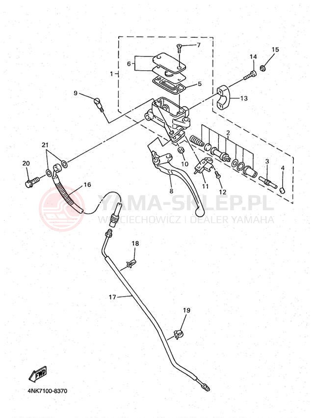 Schemat "Pompa hamulcowa przednia" do Yamaha XVZ13AKC/XVZ13AK