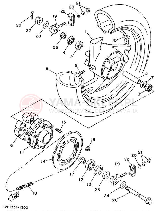 Schemat "Koło tył" do Yamaha TDM850 TDM850E/TDM850EC