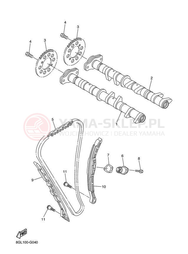 Schemat "Rozrząd - łańcuszek" do Yamaha RS VECTOR RS90PER/RS90PEL
