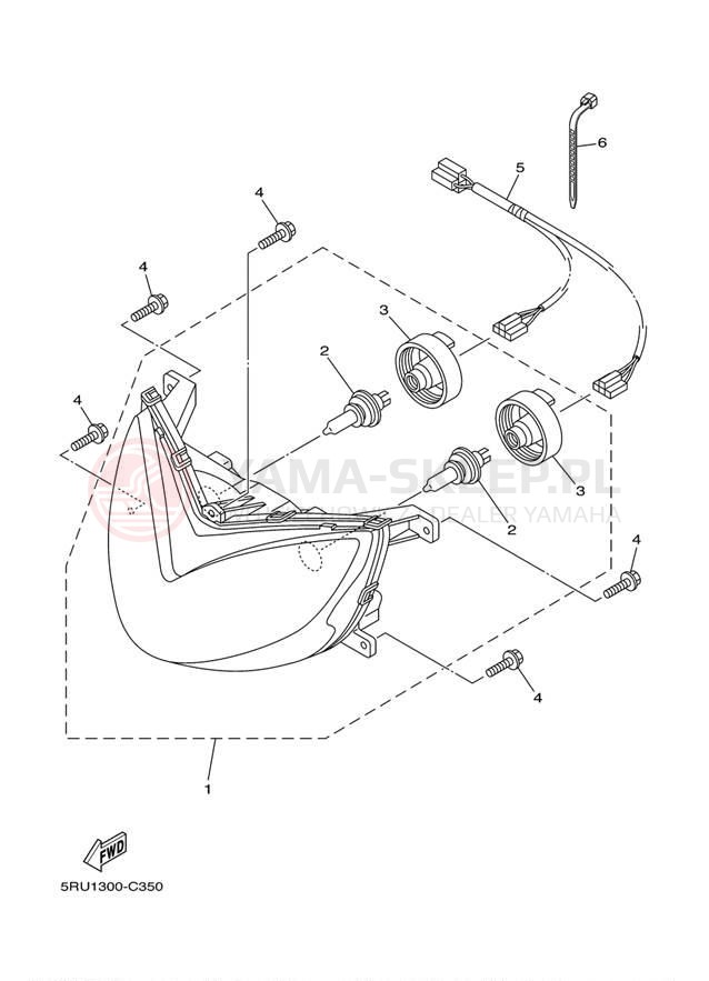 Schemat "Lampa przód" do Yamaha MAJESTY YP400ZW/YP400ZS