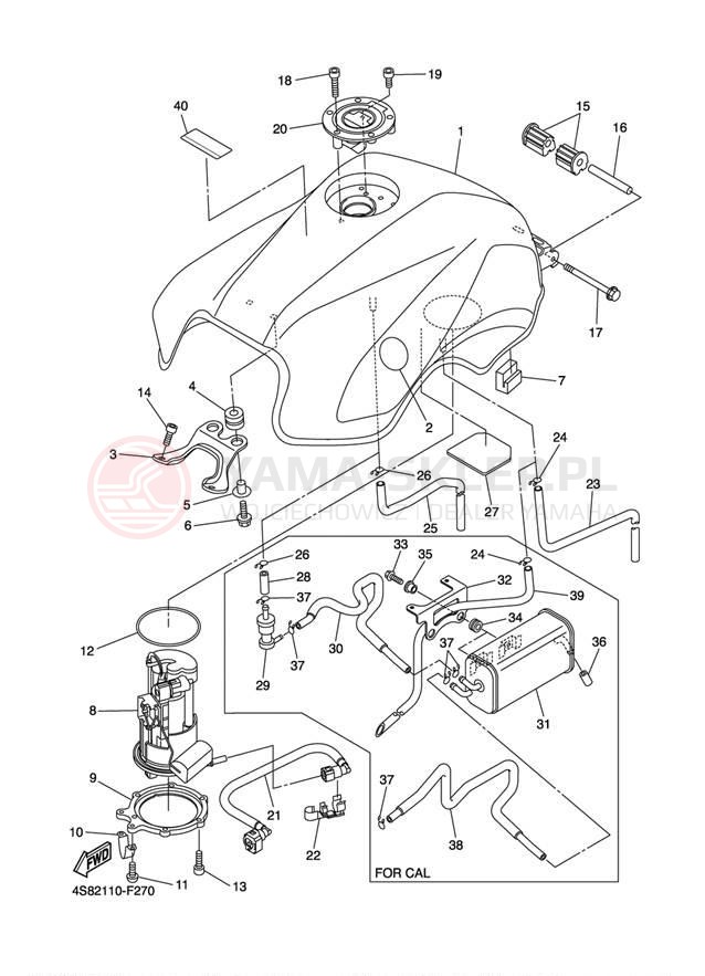 Schemat "zbiornik paliwa" do Yamaha FZ6 FZS6WC/FZS6W