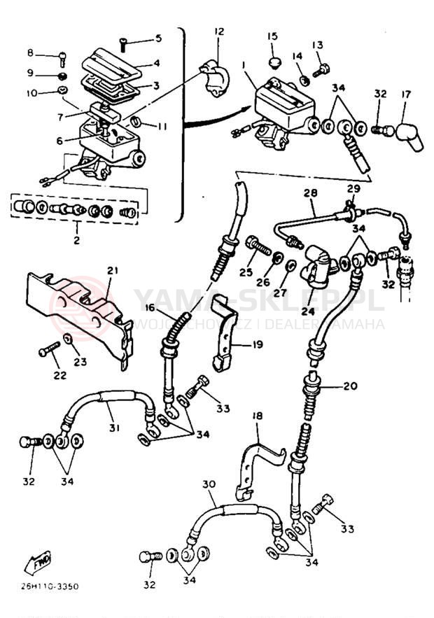 Schemat "Pompa hamulcowa przednia" do Yamaha XVZ12DN