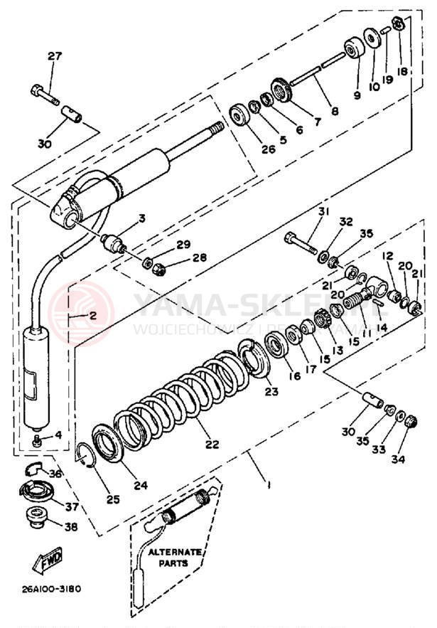 Schemat "zawieszenie tył" do Yamaha IT490L