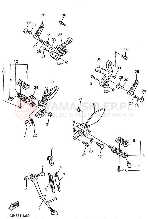 Schemat "Stopka postojowa i podnóżki" do Yamaha YZF600RK/YZF600RKC
