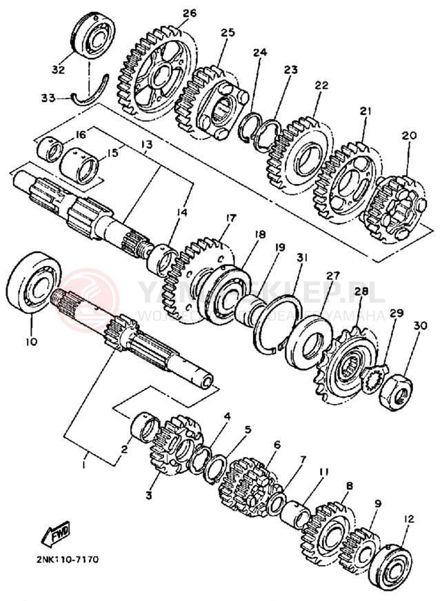 Schemat "Skrzynia biegów " do Yamaha FZR750RT