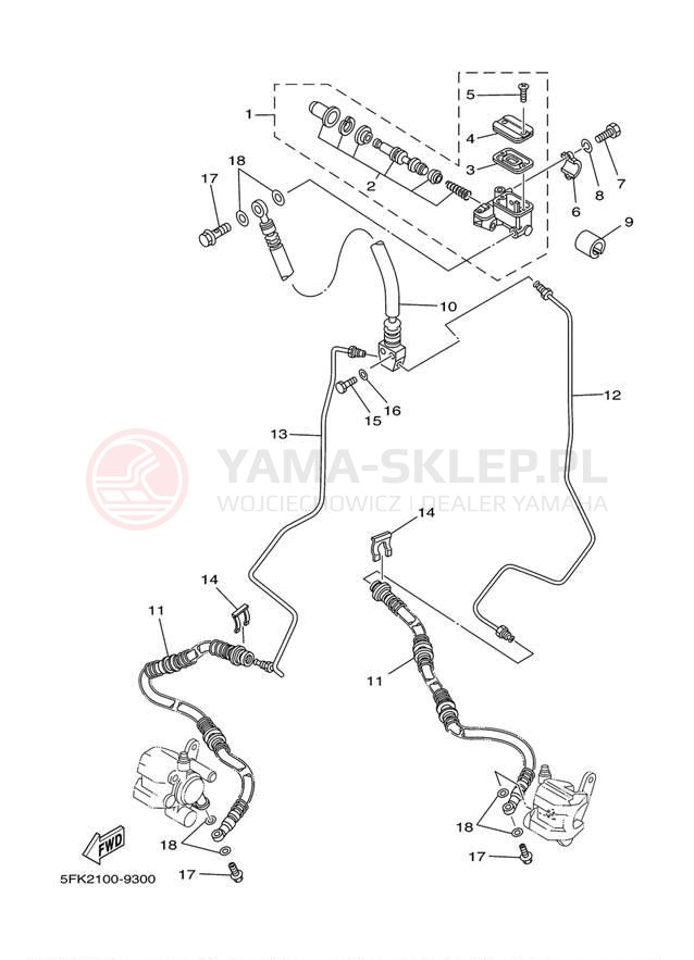 Schemat "Pompa hamulcowa przednia" do Yamaha BANSHEE YFZ350M