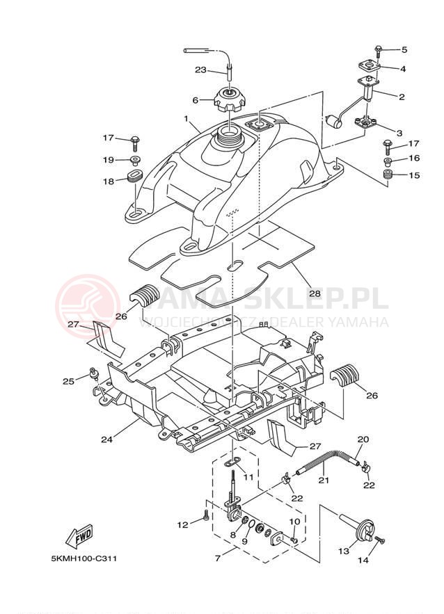 Schemat "zbiornik paliwa" do Yamaha GRIZZLY HUNTER YFM66FGHW