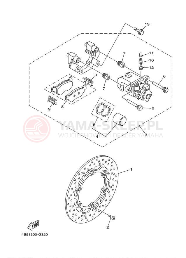 Schemat "Zacisk hamulcowy tylny" do Yamaha T MAX XP500YY