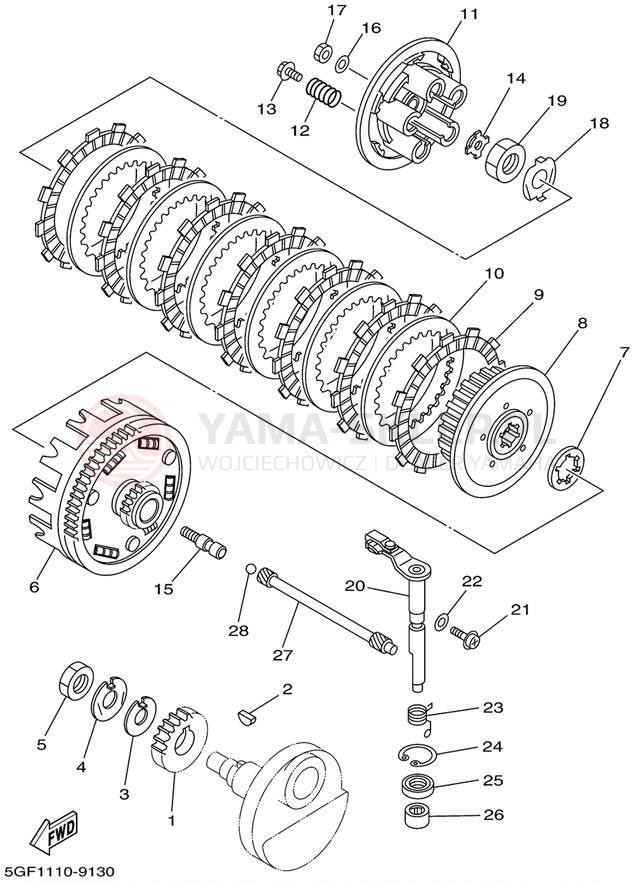 Schemat "sprzęgło" do Yamaha TTR250 TTR250P/TTR250PC