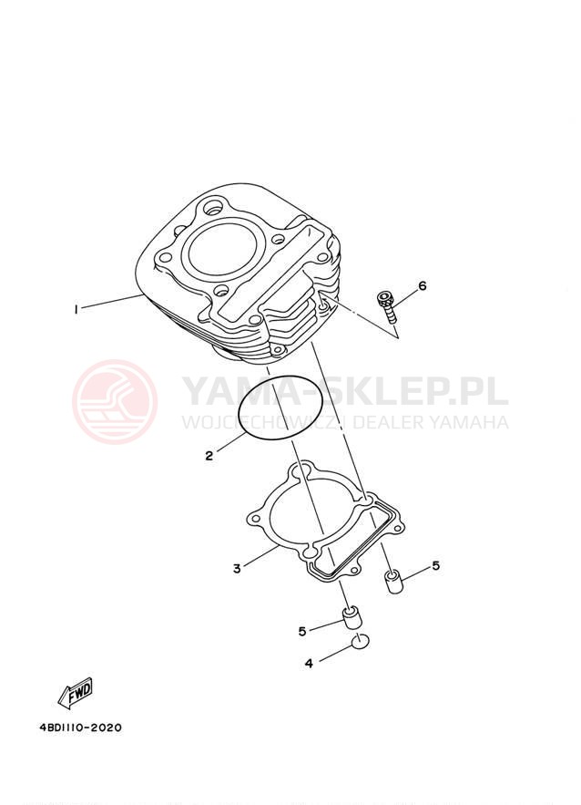 Schemat "cylinder" do Yamaha BRUIN 250 2WD YFM25BV