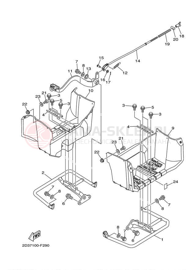 Schemat "Stopka postojowa i podnóżki" do Yamaha GRIZZLY 80 HUNTER YFM80GHW