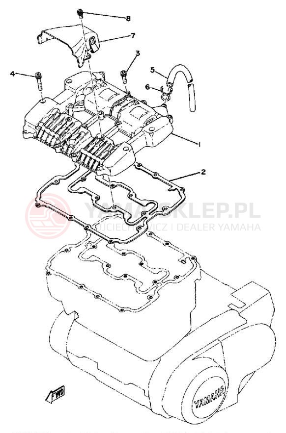 Schemat "Głowica - pokrywa" do Yamaha XS500 XS500E