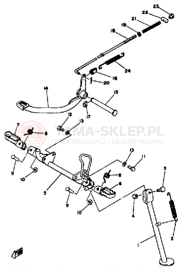 Schemat "Stopka postoj., dźw. Hamulca tył" do Yamaha DT100G