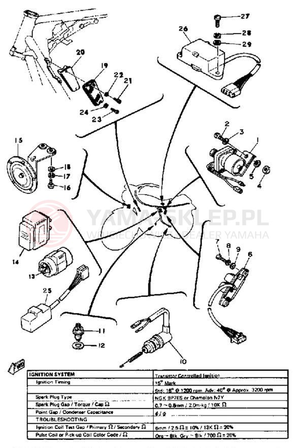 Schemat "układ elektryczny" do Yamaha XS650SG