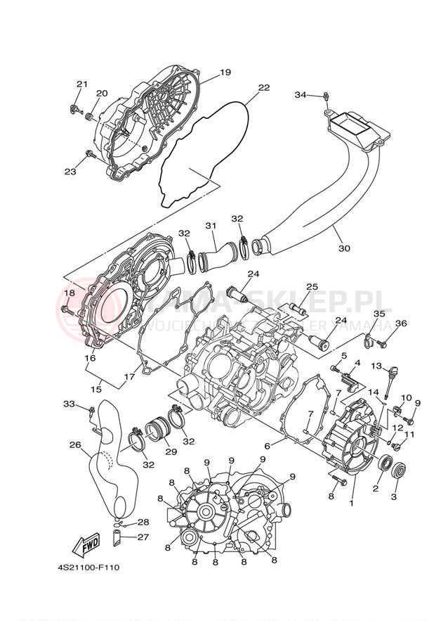 Schemat "Pokrywa silnika" do Yamaha GRIZZLY 350 IRS YFM35FGIW