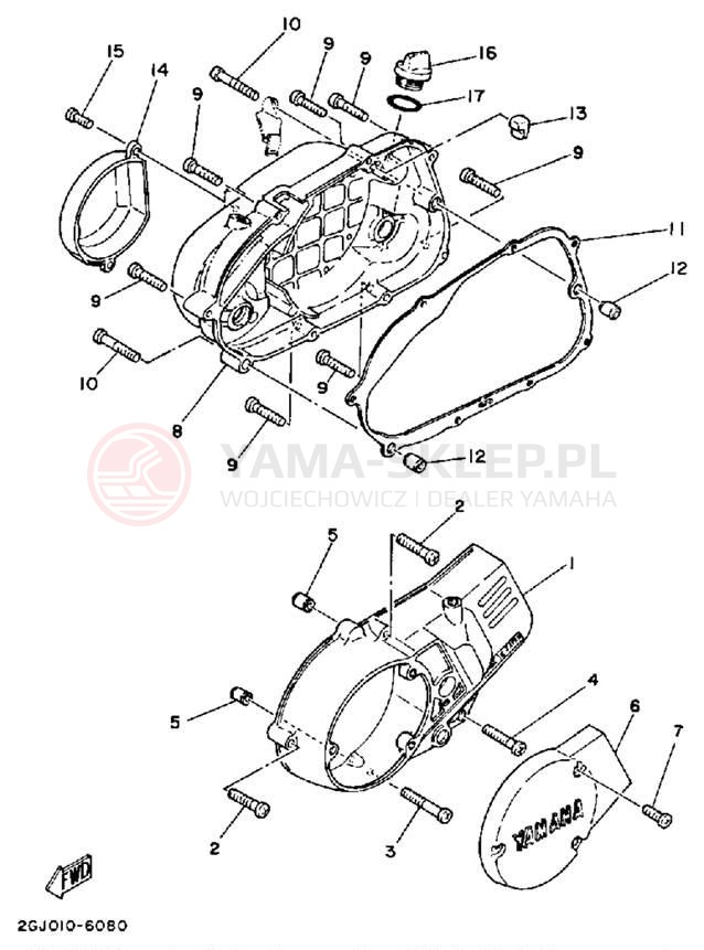 Schemat "Pokrywa silnika" do Yamaha YSR50B