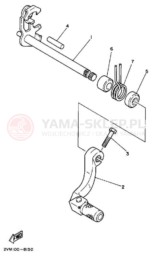 Schemat "Dźwignia zmiany biegów, wałek" do Yamaha YZ250WRW