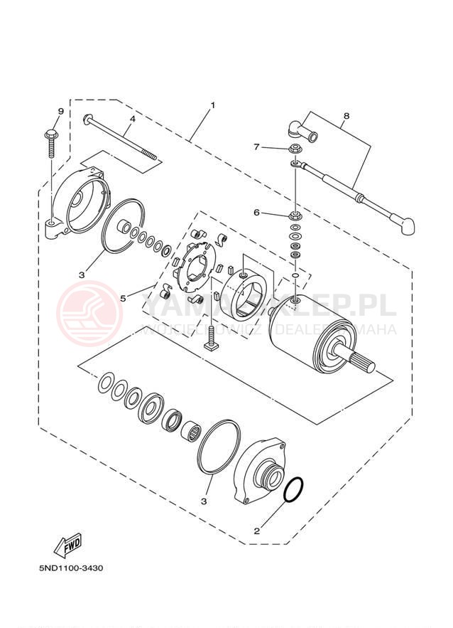 Schemat "rozrusznik" do Yamaha KODIAK 400 4X4 YFM4FAS