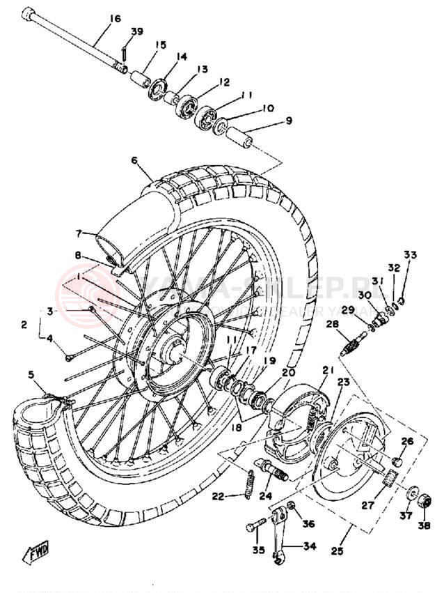 Schemat "Koło przód" do Yamaha DT125C