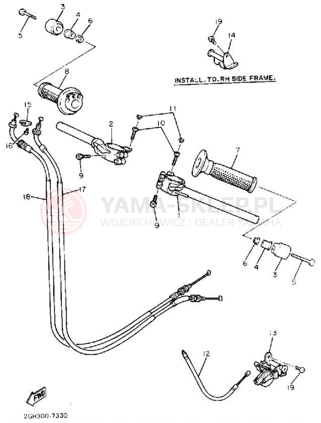 Schemat "Kierownica i osprzęt" do Yamaha FZR1000U/FZR1000UC