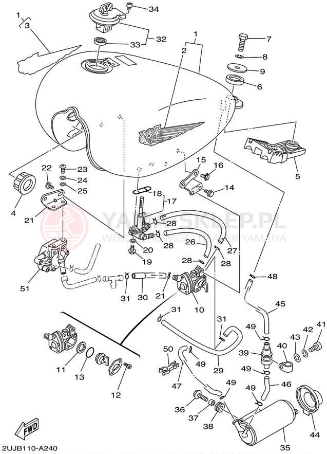 Schemat "zbiornik paliwa" do Yamaha VIRAGO 250 XV250P/XV250PC