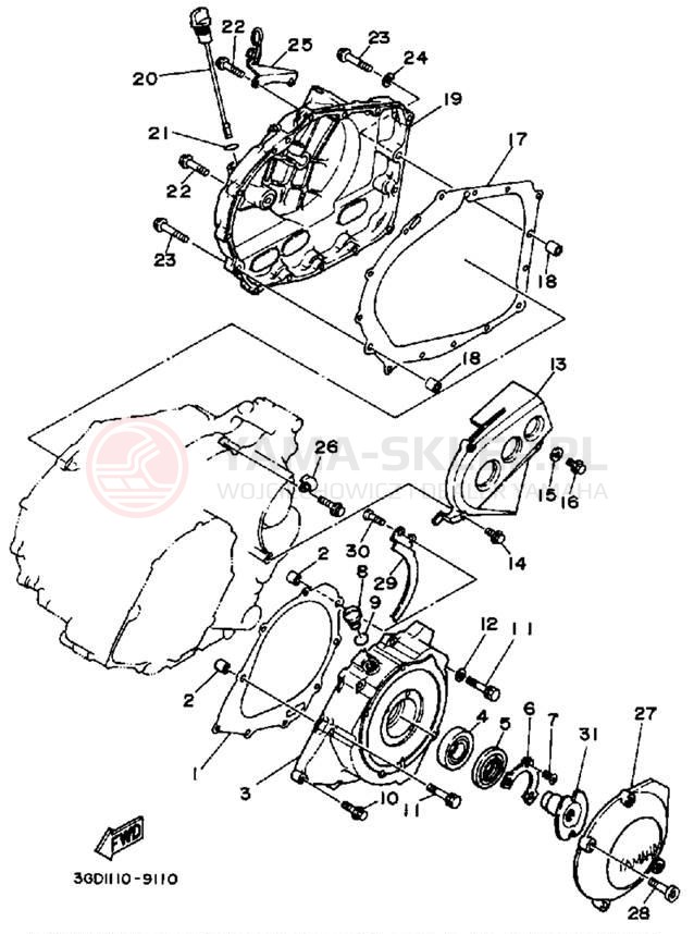 Schemat "Pokrywa silnika" do Yamaha WARRIOR YFM350XW