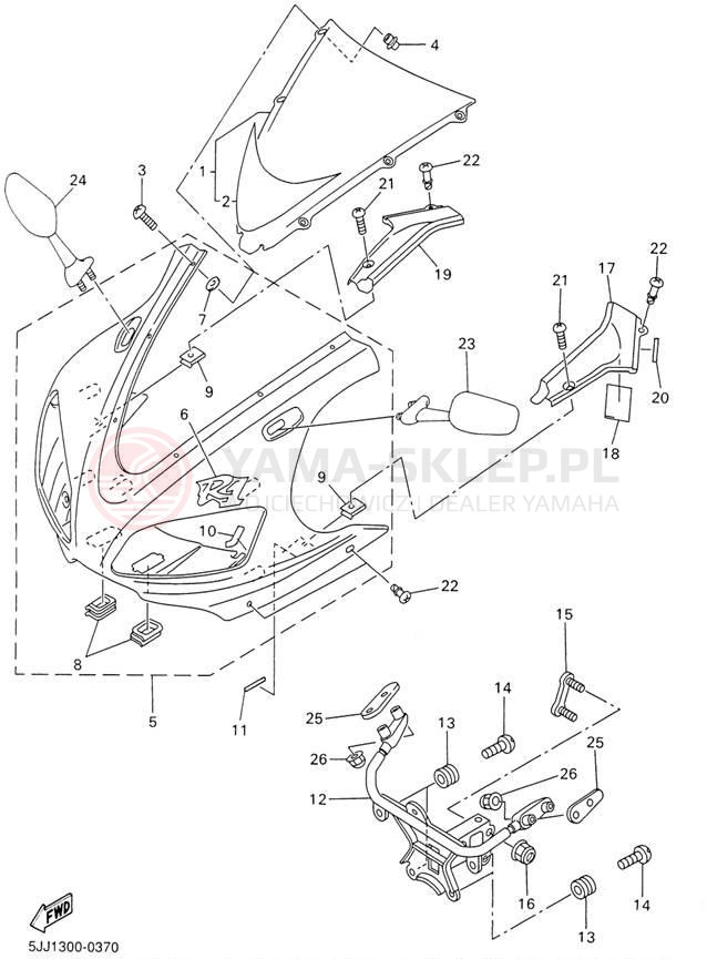 Schemat "elementy nadwozia" do Yamaha YZFR1 YZFR1N/YZFR1NC
