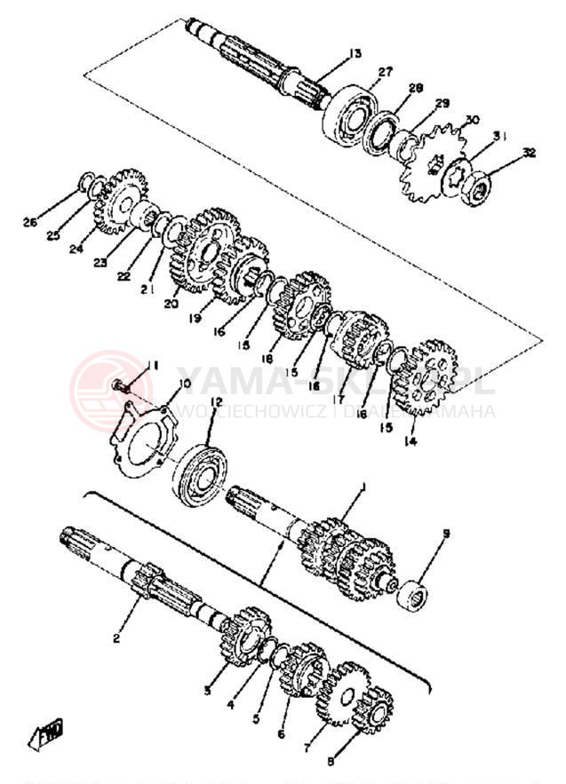 Schemat "Skrzynia biegów " do Yamaha YZ125D