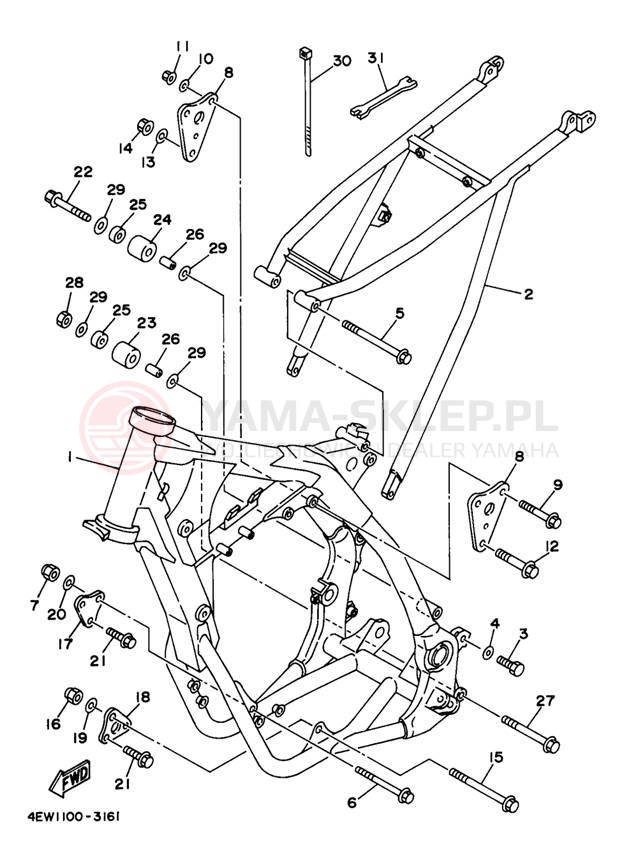 Schemat "rama" do Yamaha WR250ZJ