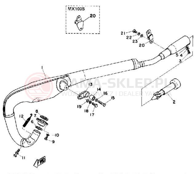 Schemat "Wydech końcowy" do Yamaha MX100A
