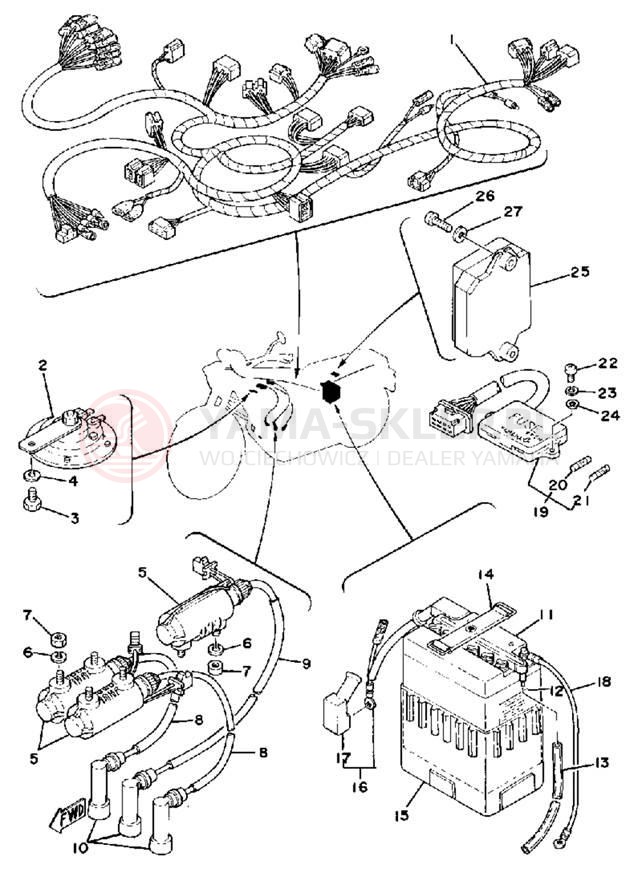 Schemat "układ elektryczny" do Yamaha XS750F