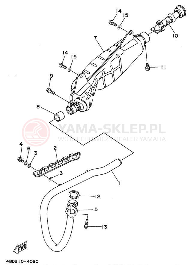 Schemat "Wydech końcowy" do Yamaha TIMBERWOLF 4WD YFB250FWF