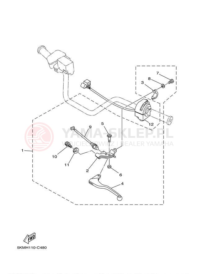 Schemat "Kierownica i osprzęt" do Yamaha GRIZZLY 660 YFM660FS