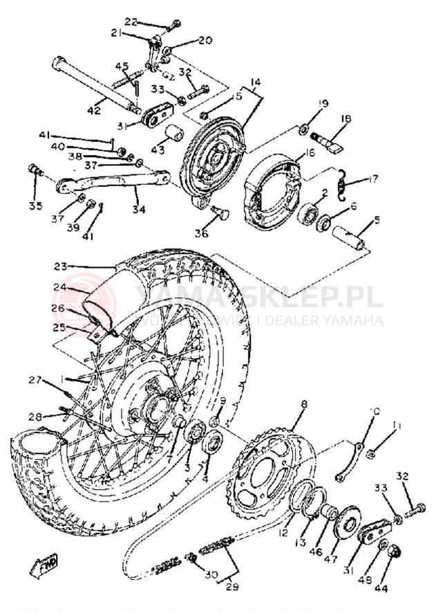 Schemat "Koło tył" do Yamaha XS400G
