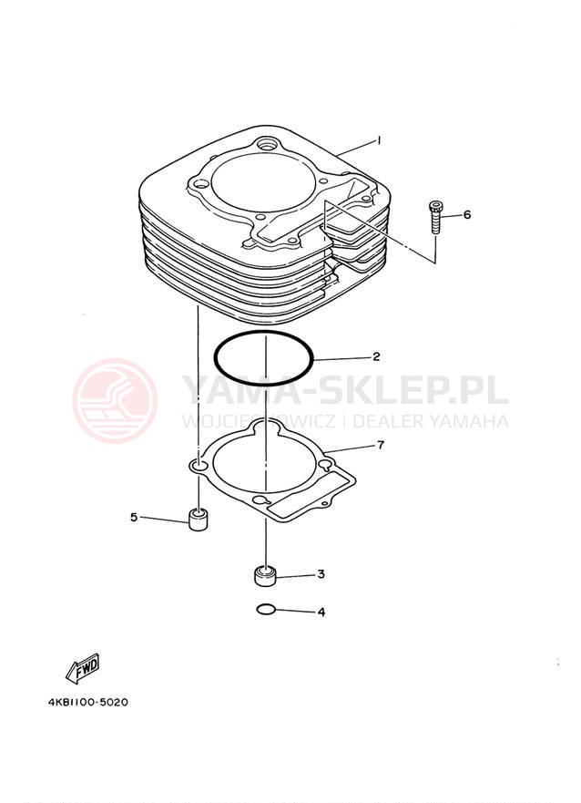 Schemat "cylinder" do Yamaha WOLVERINE 4WD YFM350FXR