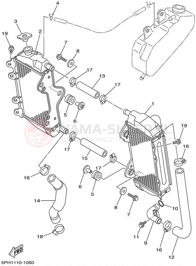 Schemat "Układ chlodzenia" do Yamaha WR250F WR250FN