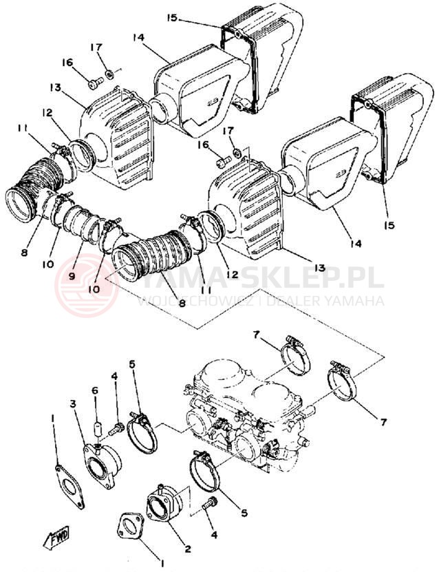 Schemat "Wtrysk paliwa" do Yamaha XS400D
